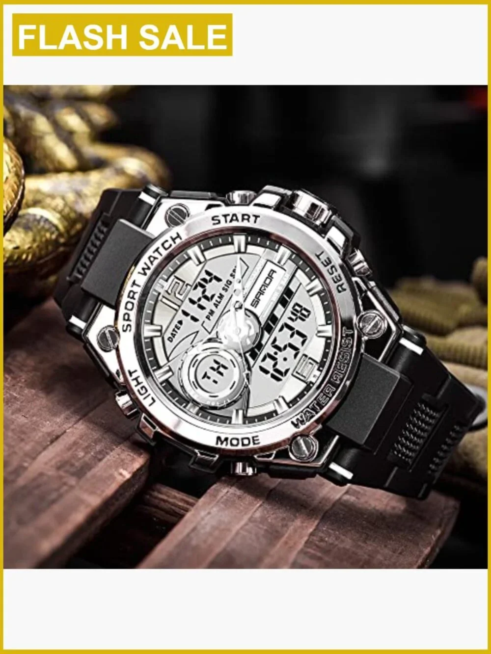 Men's Military Sports Watch LED Alarm Stopwatch Waterproof Date